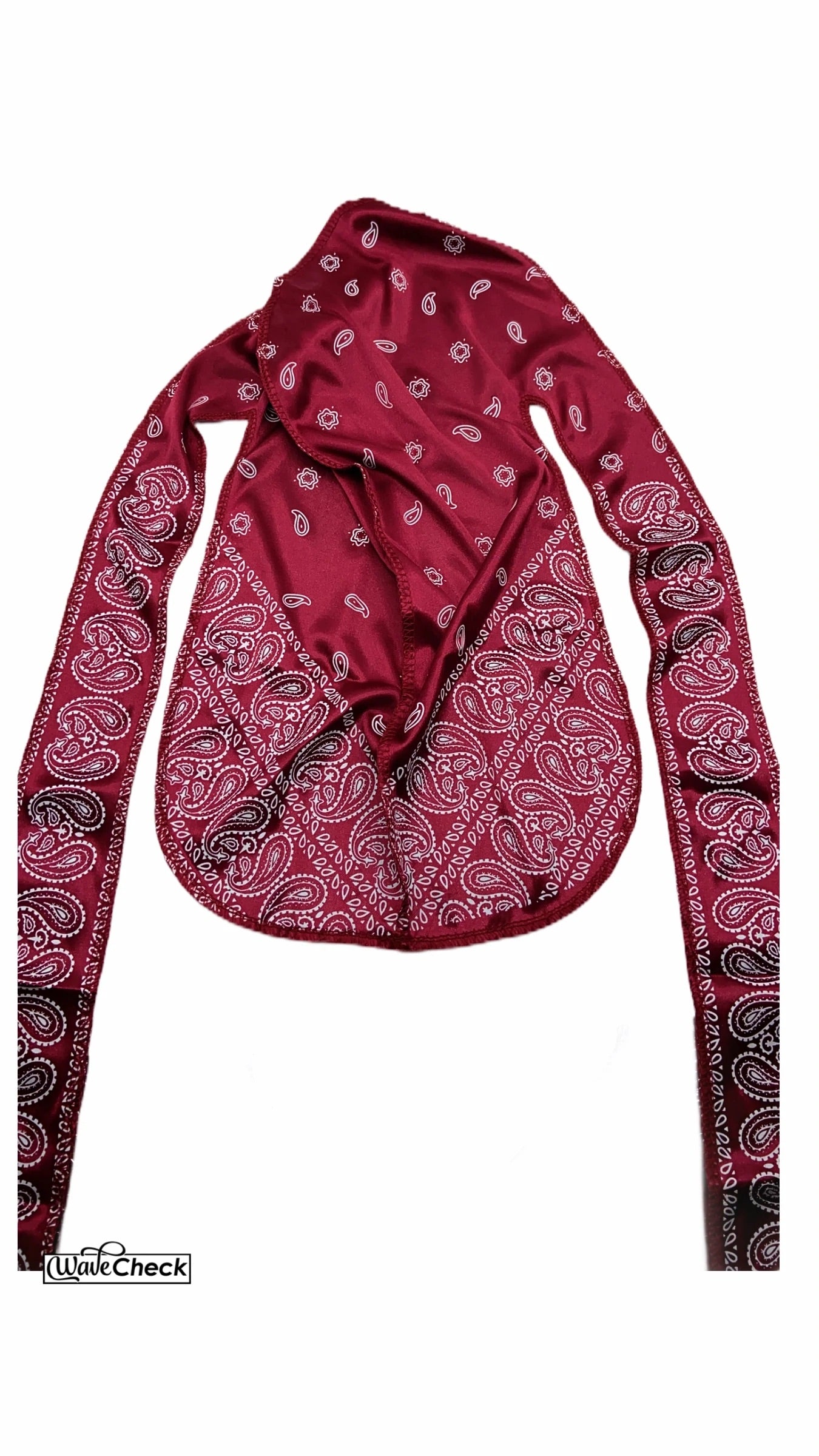 Wave Check Burgundy Bandana Durag